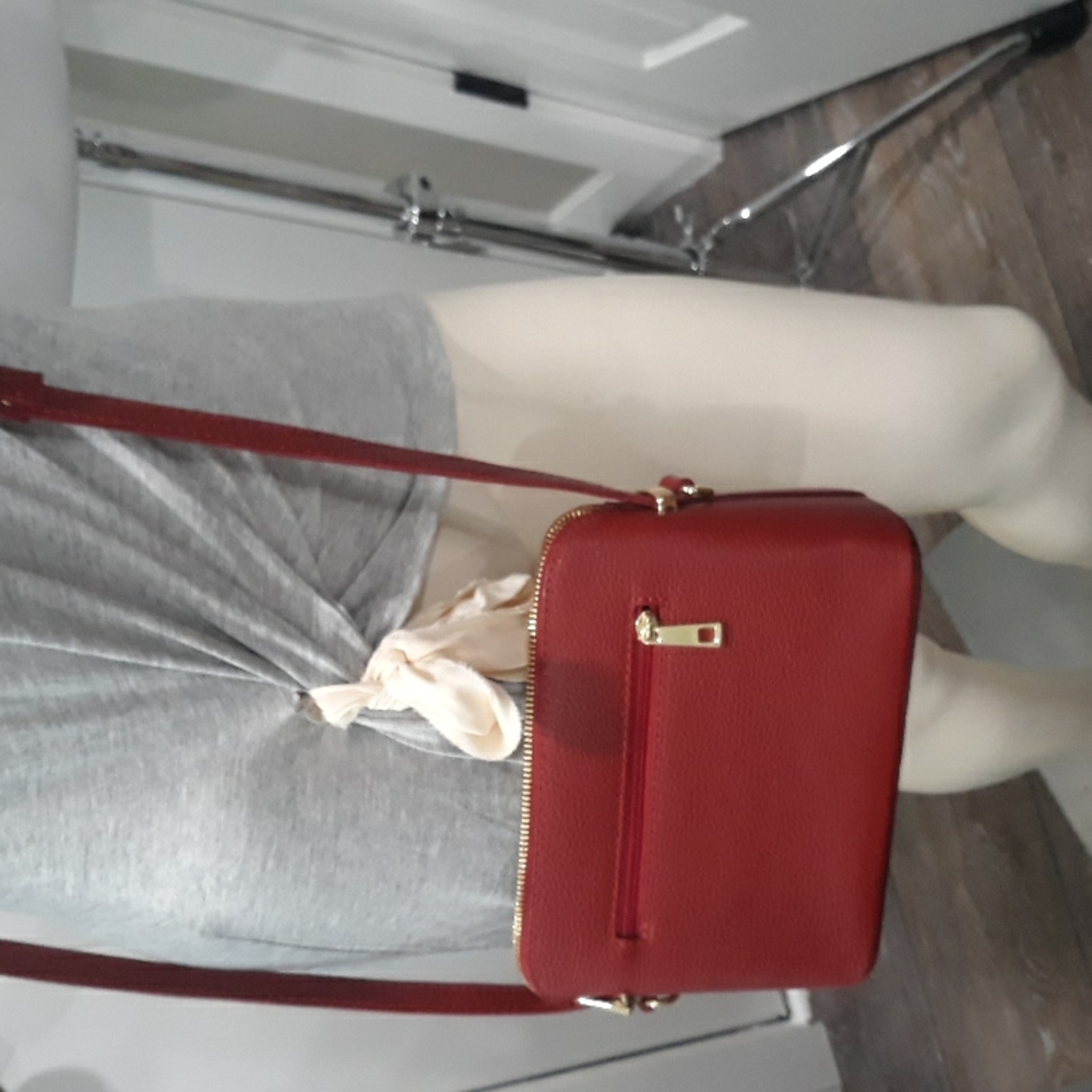Italian made red leather shoulder bag. NWOT
